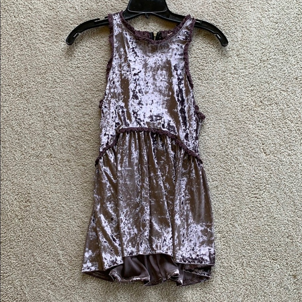 POL purple velvet tunic tank top